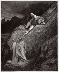 La Divine Comédie, Enfer, Chant 12: Le Minotaure sur la falaise brisée - Illustration de Gustave Doré