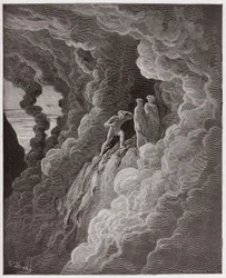 La Divine Comédie, Purgatoire, Chant 16 : Marco Lombardo suit les poètes à travers la fumée - par Dante Alighieri - Illustration de Gustave Doré