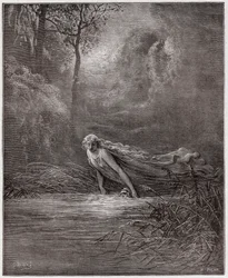 La Divine Comédie, Purgatoire, Chant 31 : Dante plongé dans le fleuve Léthé - par Dante Alighieri (1265-1321) - Illustration de Gustave Doré (1832-1883)