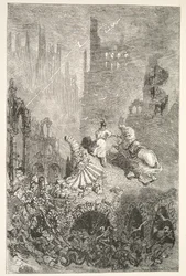 La Chute du Château du Roi Pellam, des Histoires des Jours du Roi Arthur par Charles Henry Hanson, pub.1898