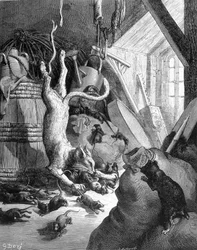 Le chat et le vieux rat - dans « Fables » de La Fontaine, ill. par Gustave Doré