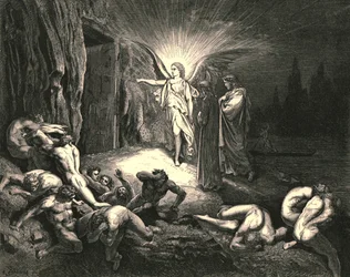 À la porte il arriva, et avec sa baguette il la toucha, vers 1890