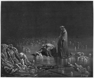 Virgile (70-19 av. J.-C.) et Dante, illustration de « La Divine Comédie » (L