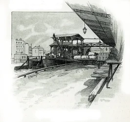 Quais du port de La Villette, Paris (dessin de Gustave Fraipont)