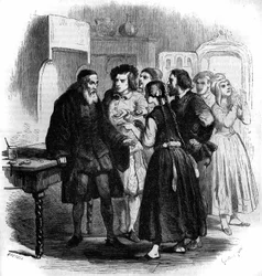 Les Genevois apportent leurs montres à Zacharius. Illustration de "Maître Zacharius ou l