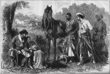 Exposition universelle de 1878 à Paris : gauchos sud-américains au Jardin d