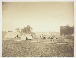 Tentes et équipement militaire, Camp de Châlons, 1857