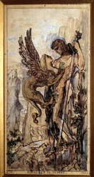 Œdipe et le Sphinx. Peinture de Gustave Moreau (1826-1898), 1861. Paris.