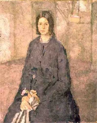 Jeune fille tenant une rose, vers 1915-25