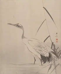Grue parmi les roseaux, 1887-92