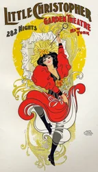 Divertissement. Danse. Danseuse de cancan. Affiche par H.A. Thomas pour un spectacle au Little Christopher Theatre, New York, USA, c.1895 (affiche)