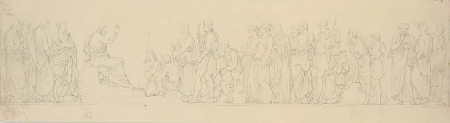 Le Sermon sur la montagne. Composition de frise avec étude pour un relief divergent dans l