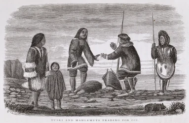Tuski et Mahlemuts échangeant de l