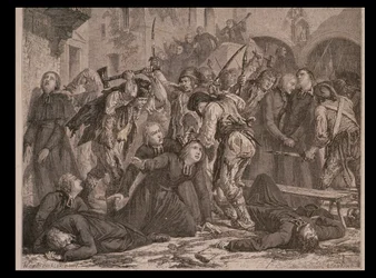 Le Massacre des prêtres en septembre 1792, gravé par Charles Maurand