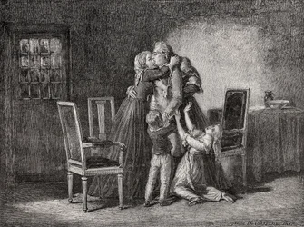 Les Adieux de la famille royale, 20 janvier 1793, gravé par Carbonneau, de 