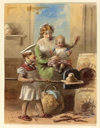 Garçon cuisant du pain