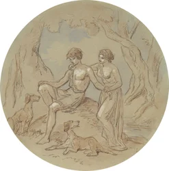 Un des dix-huit dessins pour une série de planches illustrant Vénus et Adonis