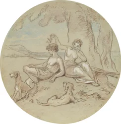 Un des dix-huit dessins pour une série de planches illustrant Vénus et Adonis