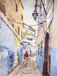 Un visiteur, Chefchaouen, Maroc, vers 2024