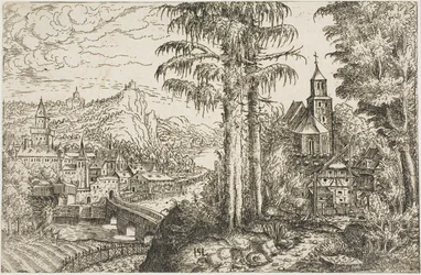 Paysage avec une église