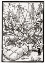 La mort vient au marchand, gravé par Georg Scharffenberg, de 