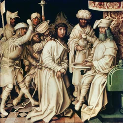 Pilate se lavant les mains, panneau gauche d