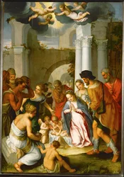 Adoration des bergers (peinture sur bois de chêne)