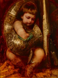 Putto nettoyant les armes de Mars