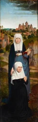 Fondatrice en prière avec des saints