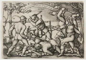 Rixe de paysans, planche 9 de La fête des paysans ou les douze mois