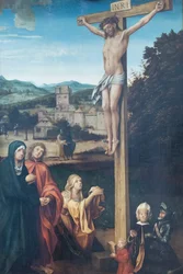 Christ crucifié avec Marie, saint Jean, sainte Marie-Madeleine et des patrons
