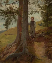 Jeune paysan à la lisière de la forêt