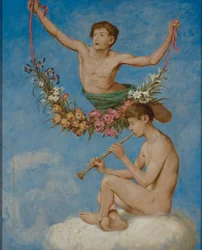 Mai (deux jeunes génies avec des fleurs)
