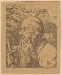 Voyageur mystique devant les Alpes