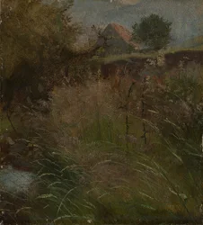 Prairie, avec une ferme en arrière-plan