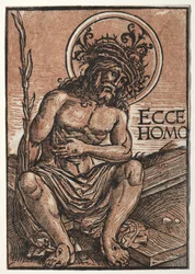 Homme de douleurs assis sur la croix