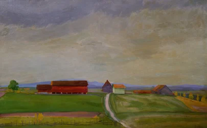 Paysage de champ avec ferme