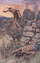Caïn et Abel, illustration de Pictures That Teach The Crown Series, 1920