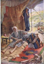 Isaac bénissant son fils Jacob, illustration de Pictures That Teach The Crown Series, 1920