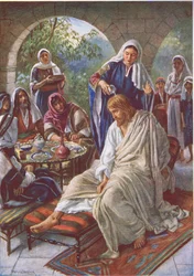 Marie oint Jésus, illustration de Pictures That Teach The Crown Series, 1920