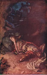 Saul et la sorcière, illustration de Pictures That Teach The Crown Series, 1920