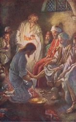 Lavage des pieds des disciples, illustration de Harold Copping Pictures: The Crown Series, vers 1920