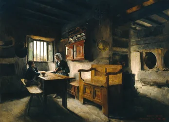 Intérieur de ferme en Bretagne (huile)
