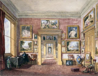 La salle à manger de Thirlestaine House, Cheltenham, vers 1843