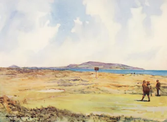 Terrains de golf : Dollymount, le premier départ, en direction de Howth