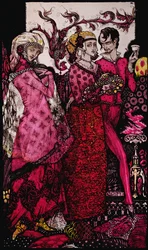 Bert le Bigfoot, chanté par Villon, illustration de Harry Clarke tirée de « Queens » de J.M. Synge