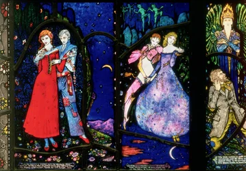 La fenêtre de Genève représentant The Playboy of the Western World de J. M. Synge, The Dreamers de Seamus O