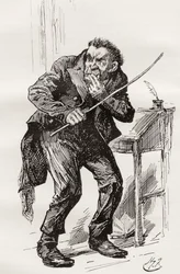 M. Squeers. Illustration par Harry Furniss pour le roman de Charles Dickens 