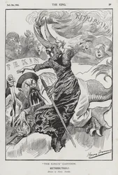 Rétribution, caricature sur la rébellion des Boxers en Chine (gravure)