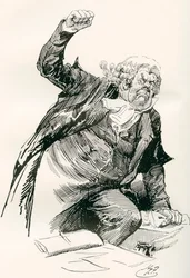 Sergent Buzfuz. Illustration de Harry Furniss pour le roman de Charles Dickens Les Papiers posthumes du Pickwick Club, de l